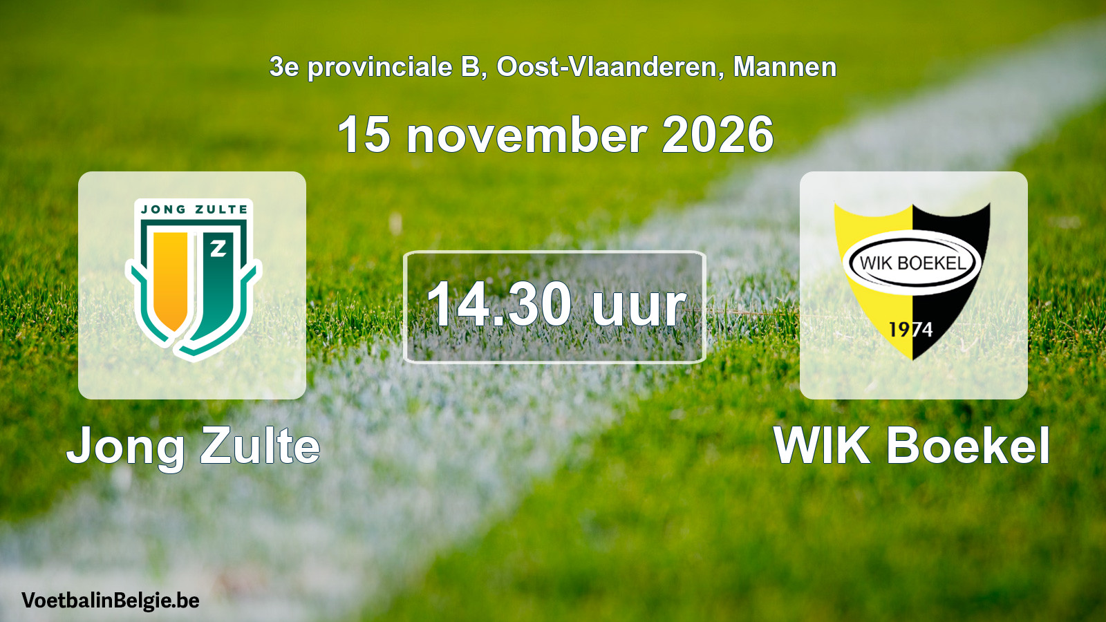 Geplande wedstrijd mannenvoetbal: Jong Zulte - WIK Boekel (15 november 2026)