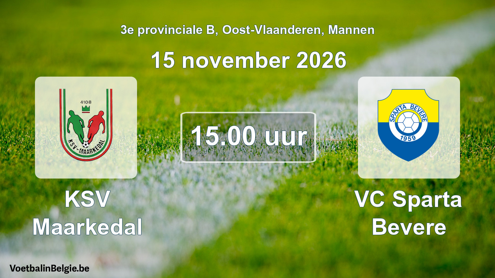 Geplande wedstrijd mannenvoetbal: KSV Maarkedal - VC Sparta Bevere (15 november 2026)