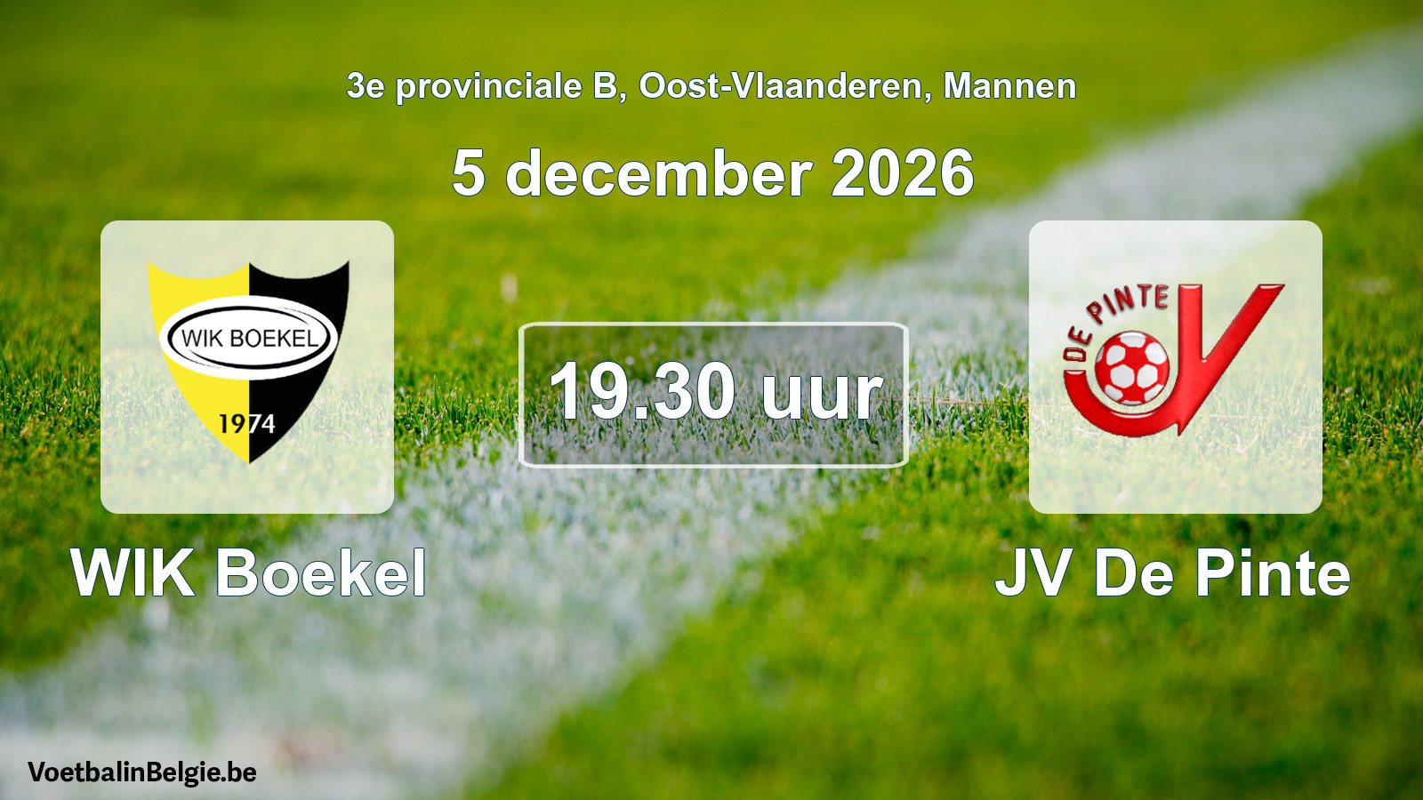 Geplande wedstrijd mannenvoetbal: WIK Boekel - JV De Pinte (5 december 2026)