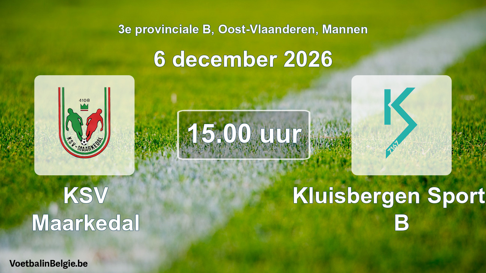 Geplande wedstrijd mannenvoetbal: KSV Maarkedal - Kluisbergen Sportief B (6 december 2026)
