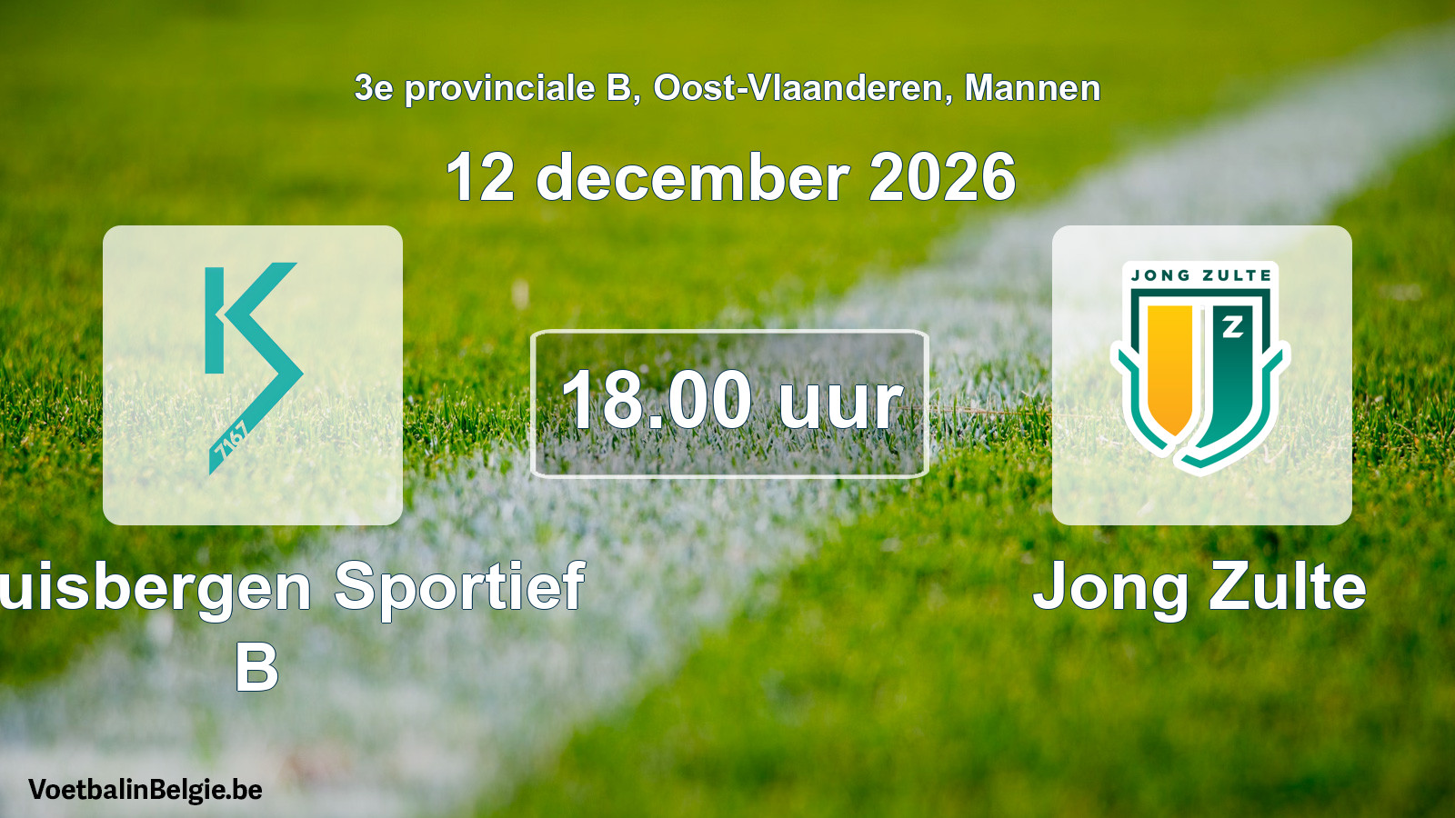 Geplande wedstrijd mannenvoetbal: Kluisbergen Sportief B - Jong Zulte (12 december 2026)