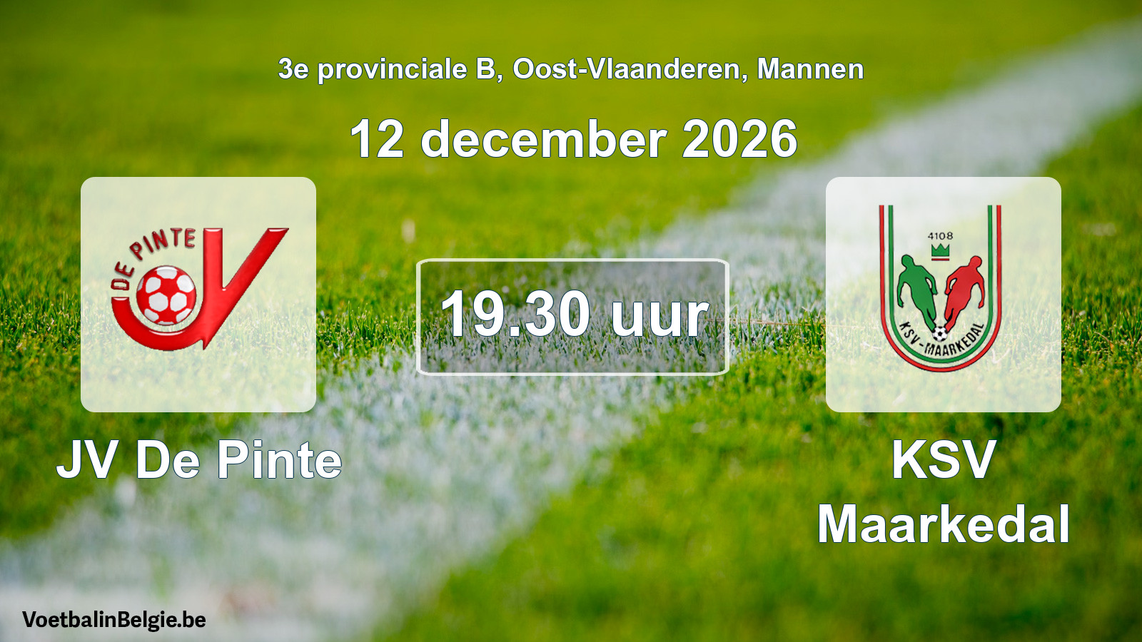 Geplande wedstrijd mannenvoetbal: JV De Pinte - KSV Maarkedal (12 december 2026)