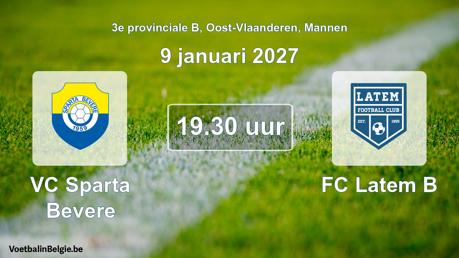 Geplantes Spiel männer-Fußball: VC Sparta Bevere - FC Latem B (9 Januar 2027)