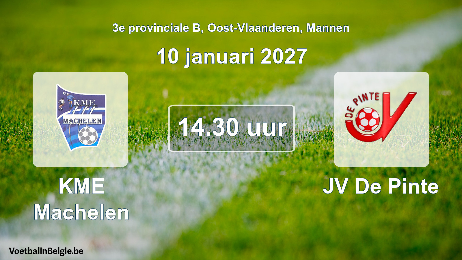 Geplande wedstrijd mannenvoetbal: KME Machelen - JV De Pinte (10 januari 2027)