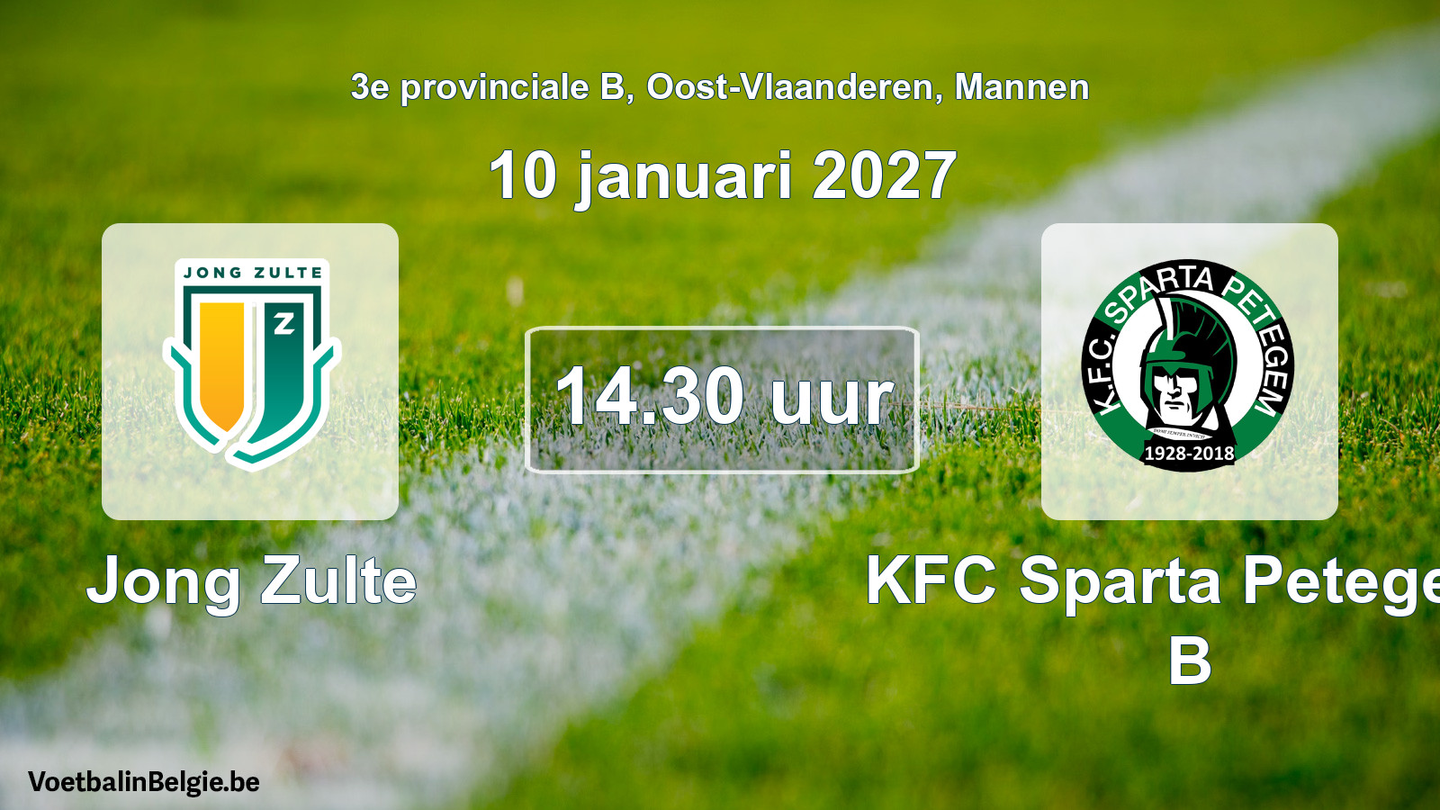 Geplande wedstrijd mannenvoetbal: Jong Zulte - KFC Sparta Petegem B (10 januari 2027)
