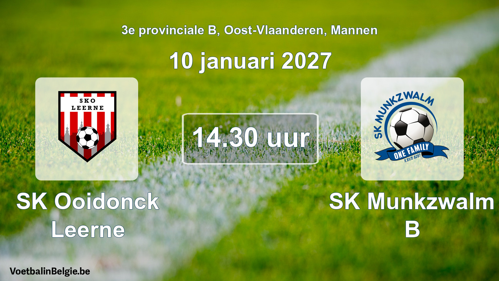 Geplande wedstrijd mannenvoetbal: SK Ooidonck Leerne - SK Munkzwalm B (10 januari 2027)
