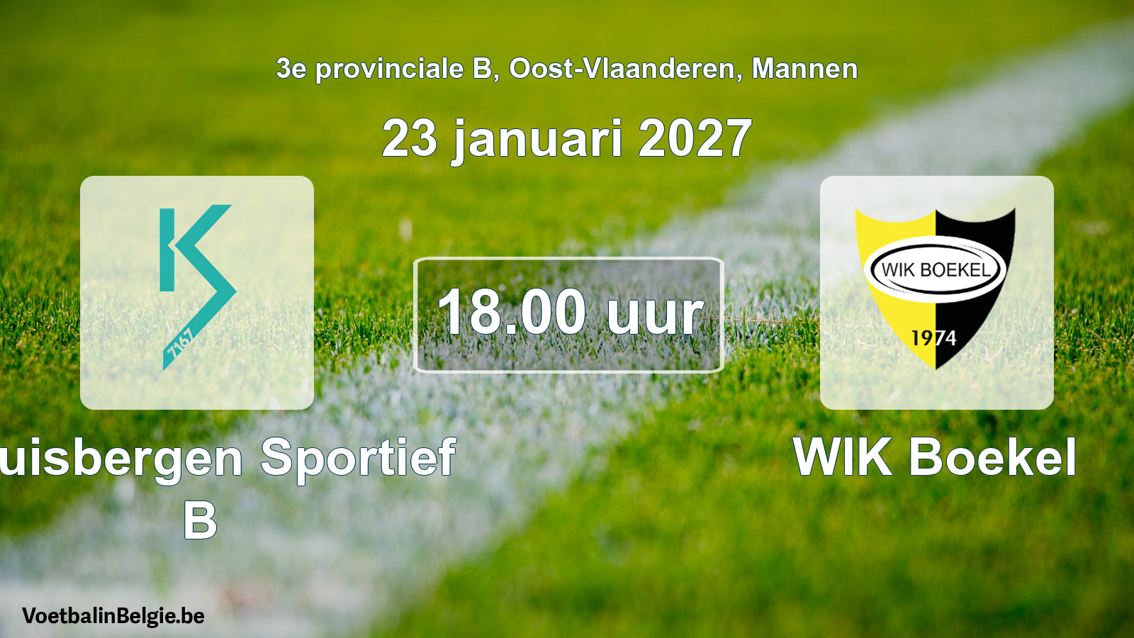 Geplande wedstrijd mannenvoetbal: Kluisbergen Sportief B - WIK Boekel (23 januari 2027)
