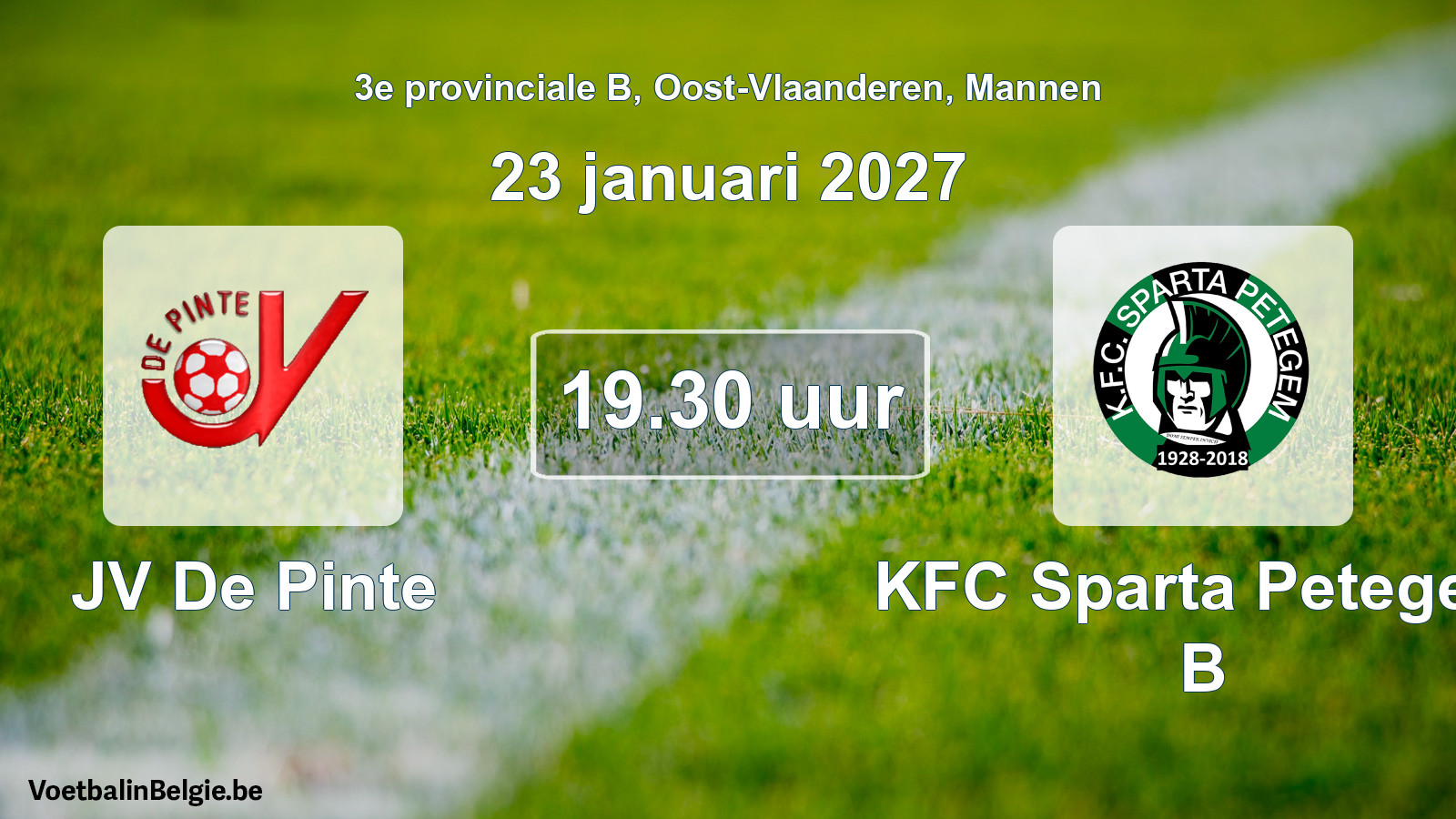 Scheduled match men football: JV De Pinte - KFC Sparta Petegem B (23 January 2027)