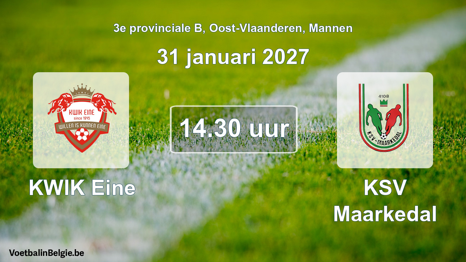 Geplande wedstrijd mannenvoetbal: KWIK Eine - KSV Maarkedal (31 januari 2027)