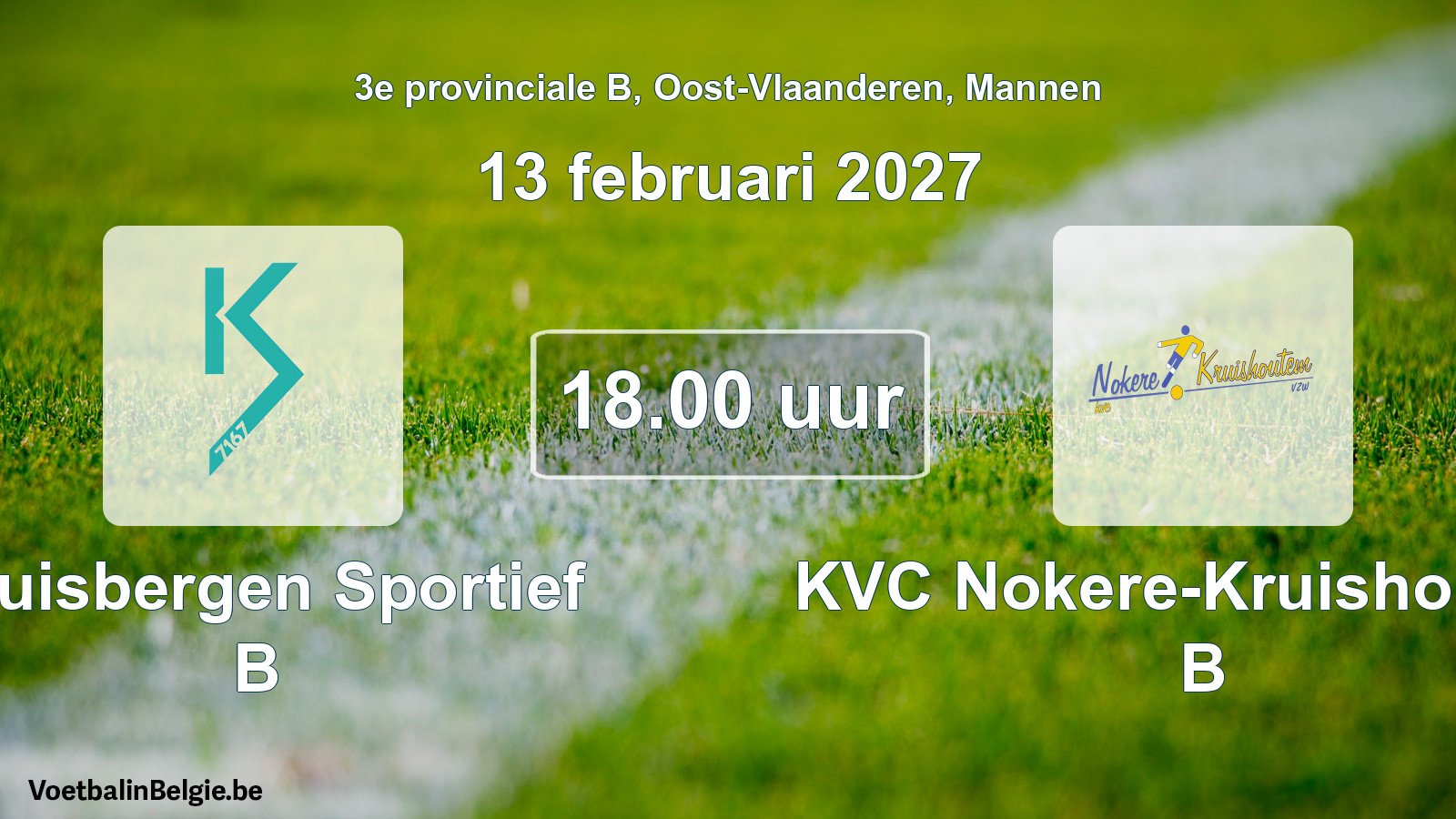 Geplande wedstrijd mannenvoetbal: Kluisbergen Sportief B - KVC Nokere-Kruishoutem B (13 februari 2027)