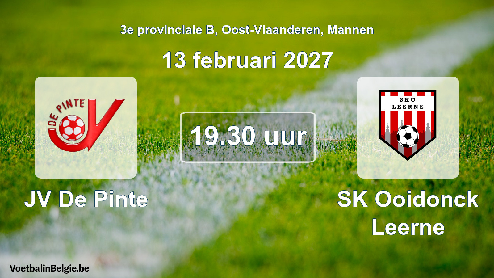 Geplande wedstrijd mannenvoetbal: JV De Pinte - SK Ooidonck Leerne (13 februari 2027)