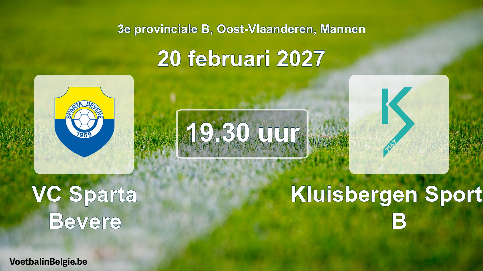 Geplande wedstrijd mannenvoetbal: VC Sparta Bevere - Kluisbergen Sportief B (20 februari 2027)