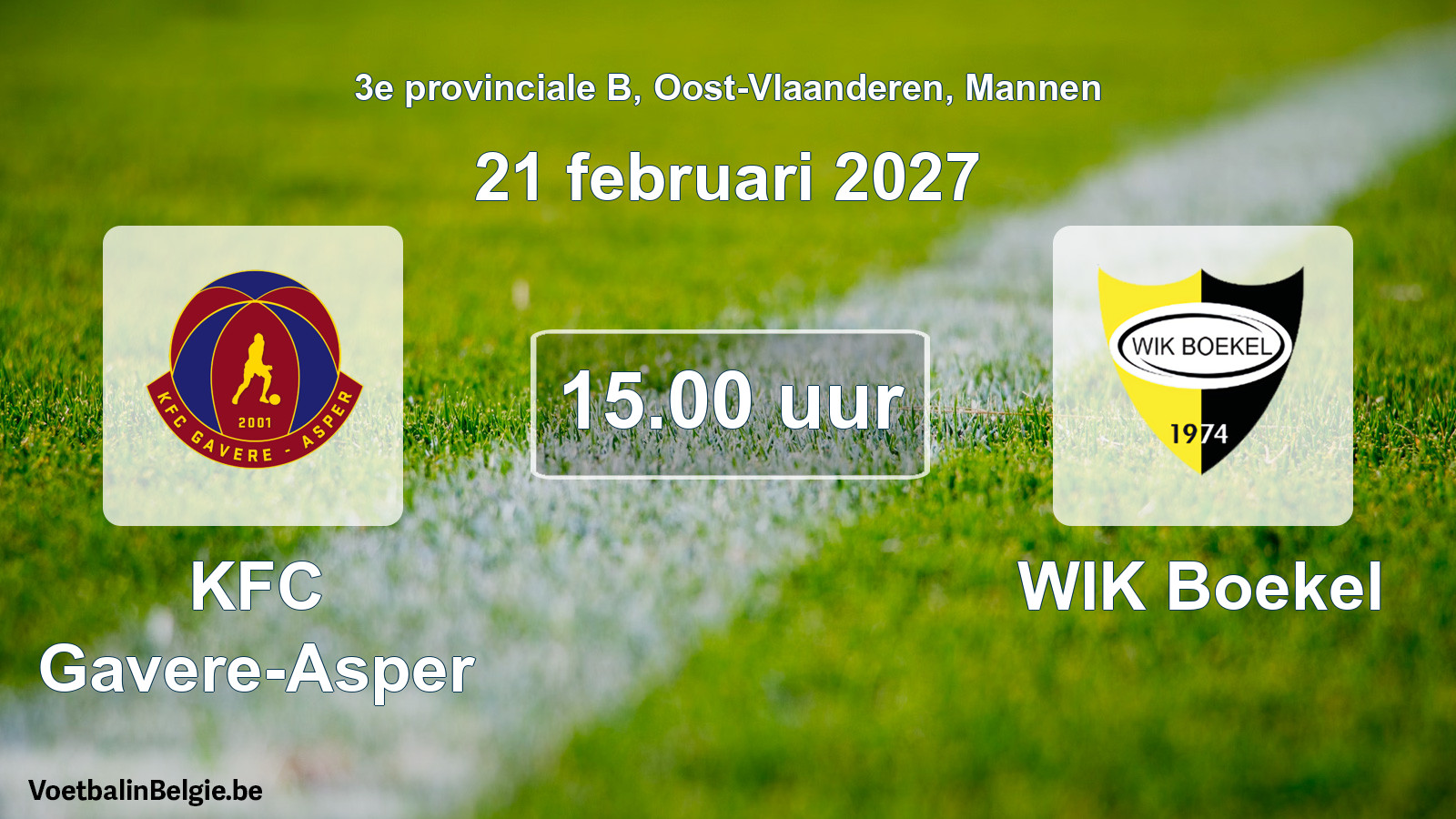 Geplande wedstrijd mannenvoetbal: KFC Gavere-Asper - WIK Boekel (21 februari 2027)