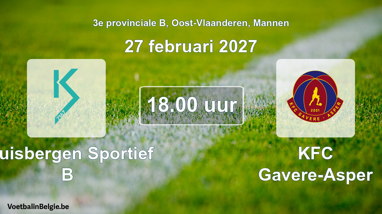 Geplande wedstrijd mannenvoetbal: Kluisbergen Sportief B - KFC Gavere-Asper (27 februari 2027)