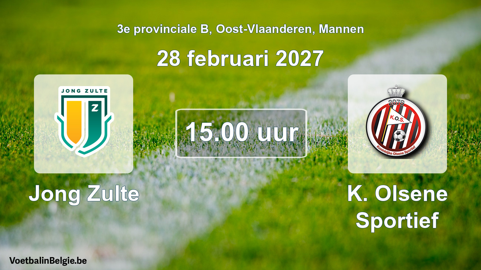 Geplande wedstrijd mannenvoetbal: Jong Zulte - K. Olsene Sportief (28 februari 2027)