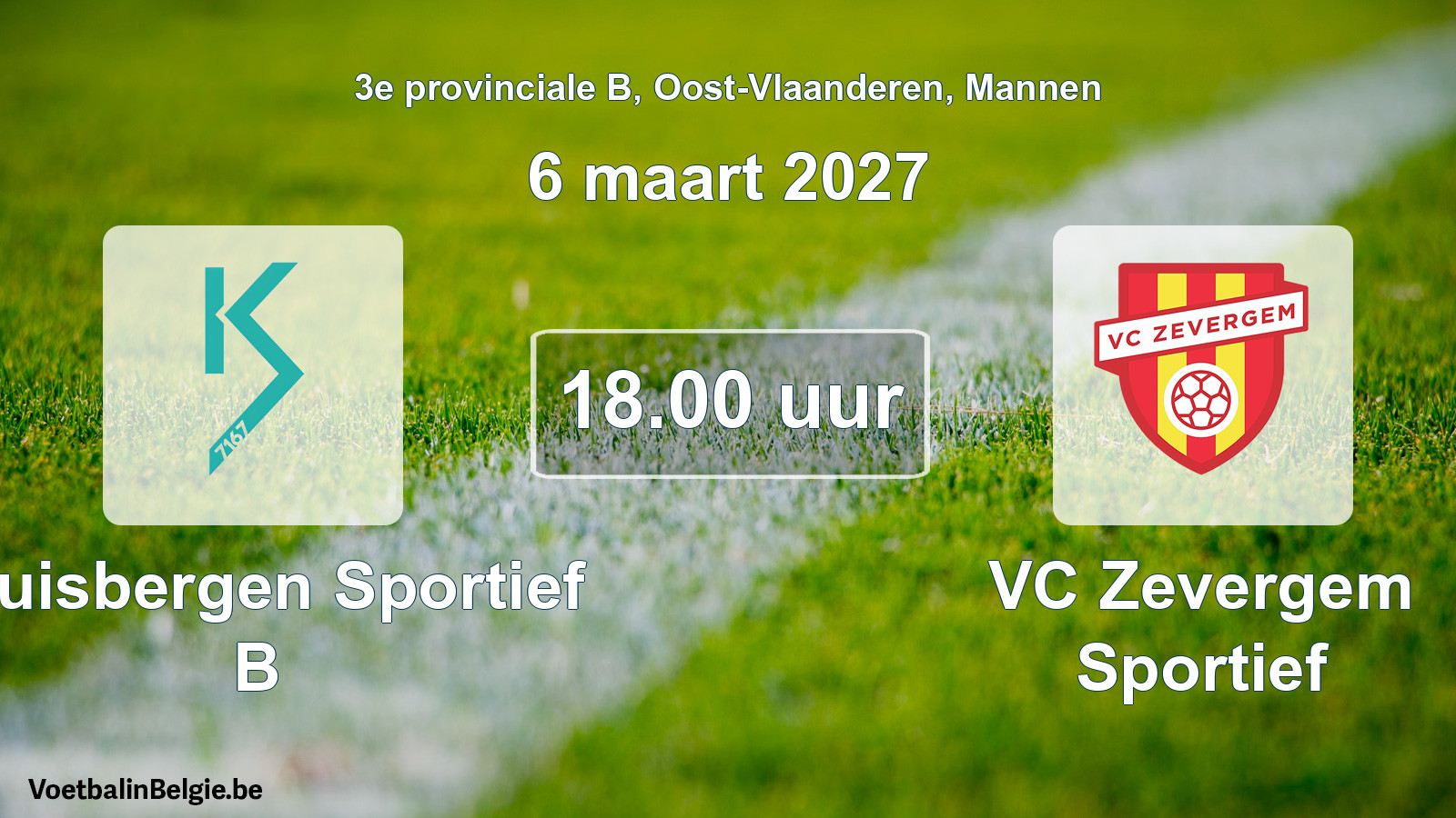 Match prévu football hommes: Kluisbergen Sportief B - VC Zevergem Sportief (6 mars 2027)