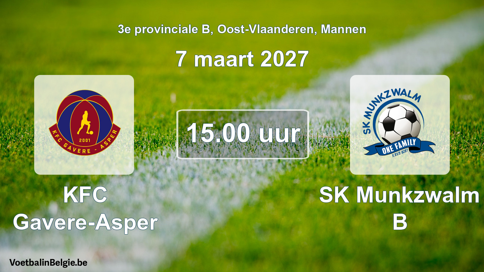 Scheduled match men football: KFC Gavere-Asper - SK Munkzwalm B (7 March 2027)