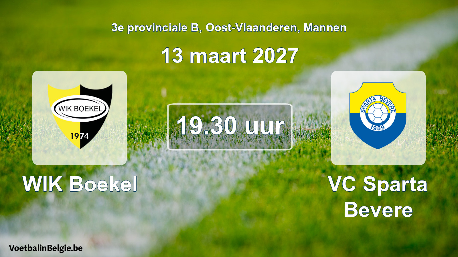 Geplande wedstrijd mannenvoetbal: WIK Boekel - VC Sparta Bevere (13 maart 2027)