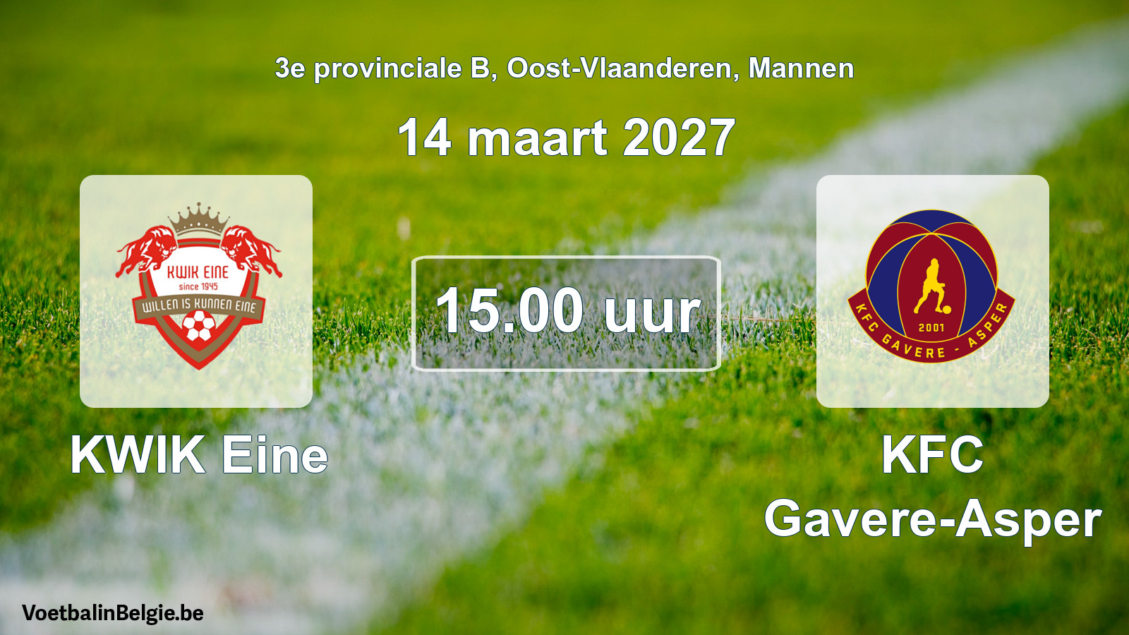 Geplande wedstrijd mannenvoetbal: KWIK Eine - KFC Gavere-Asper (14 maart 2027)