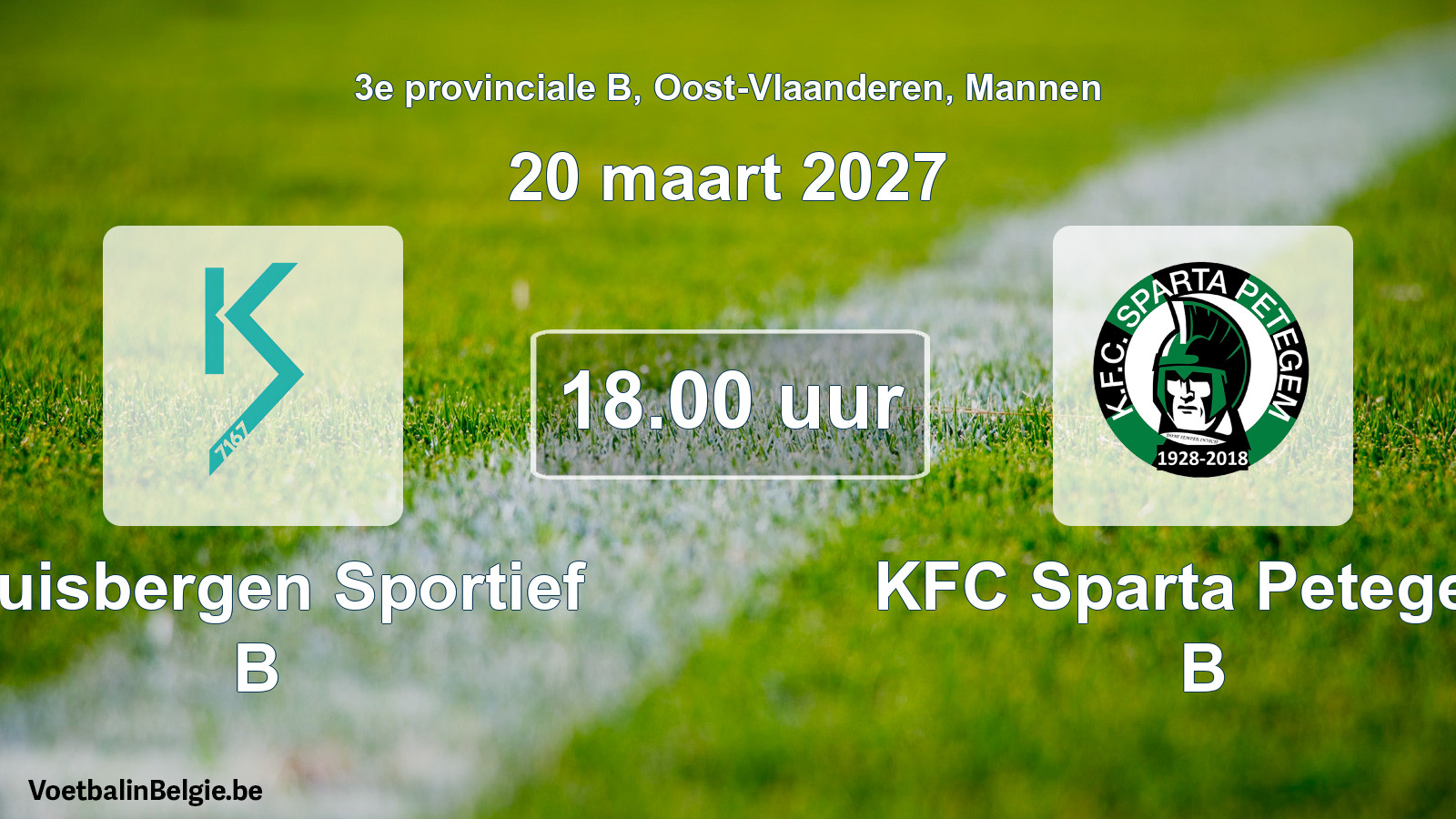Geplande wedstrijd mannenvoetbal: Kluisbergen Sportief B - KFC Sparta Petegem B (20 maart 2027)