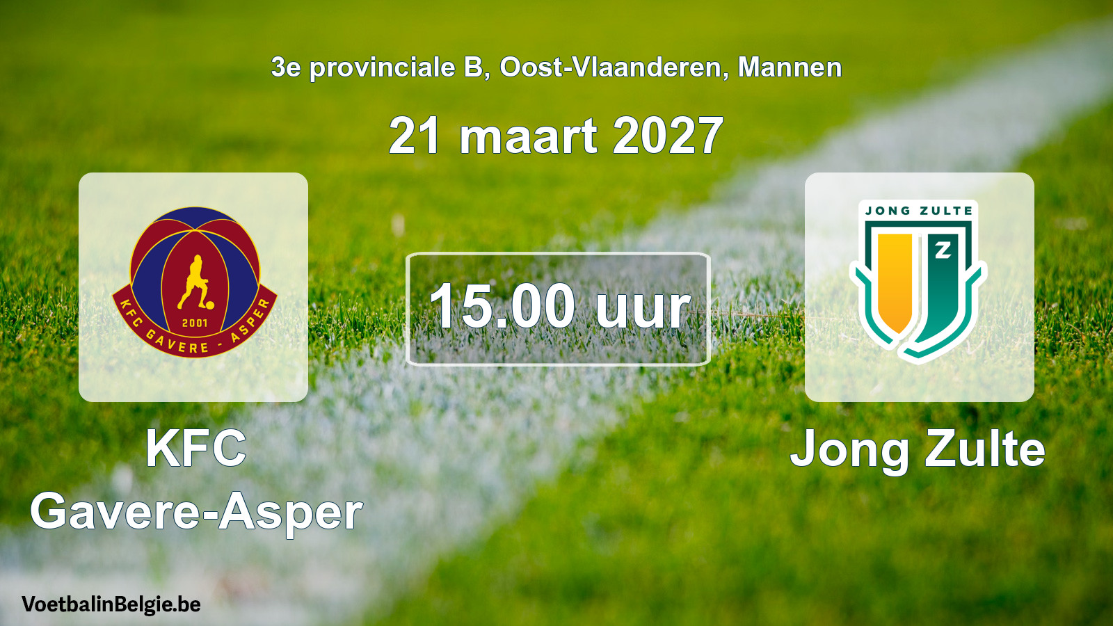 Geplande wedstrijd mannenvoetbal: KFC Gavere-Asper - Jong Zulte (21 maart 2027)