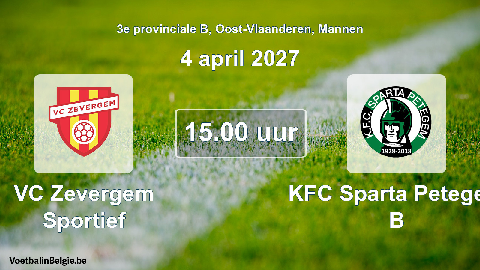 Geplande wedstrijd mannenvoetbal: VC Zevergem Sportief - KFC Sparta Petegem B (4 april 2027)