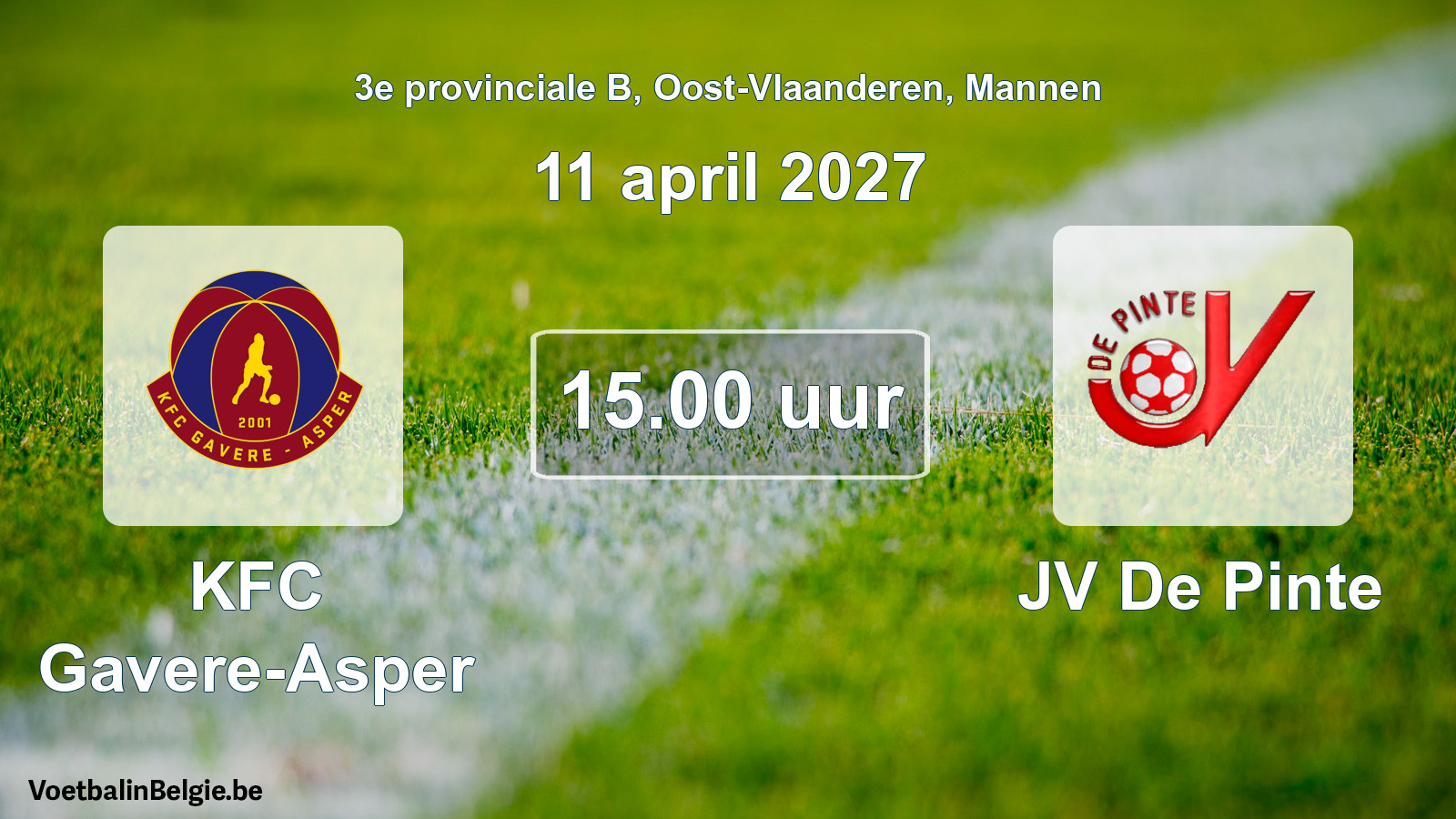 Geplande wedstrijd mannenvoetbal: KFC Gavere-Asper - JV De Pinte (11 april 2027)