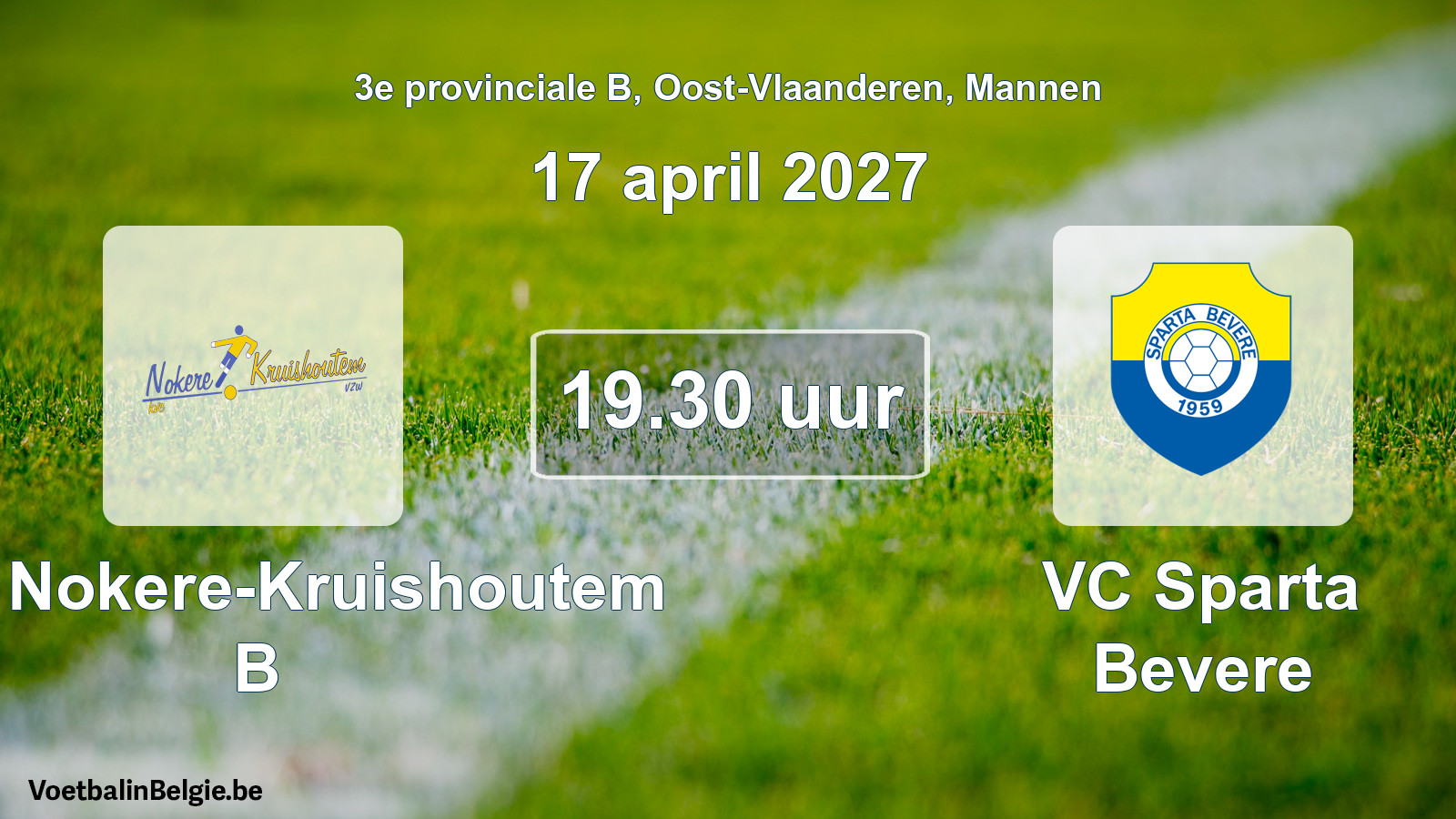 Geplande wedstrijd mannenvoetbal: KVC Nokere-Kruishoutem B - VC Sparta Bevere (17 april 2027)