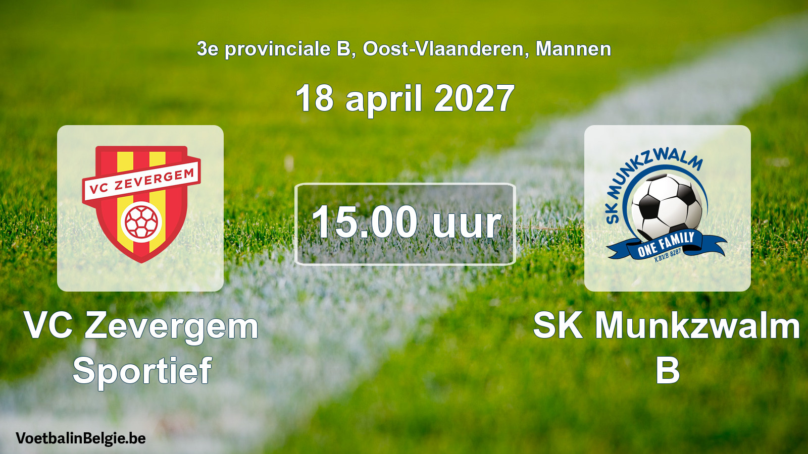 Geplande wedstrijd mannenvoetbal: VC Zevergem Sportief - SK Munkzwalm B (18 april 2027)