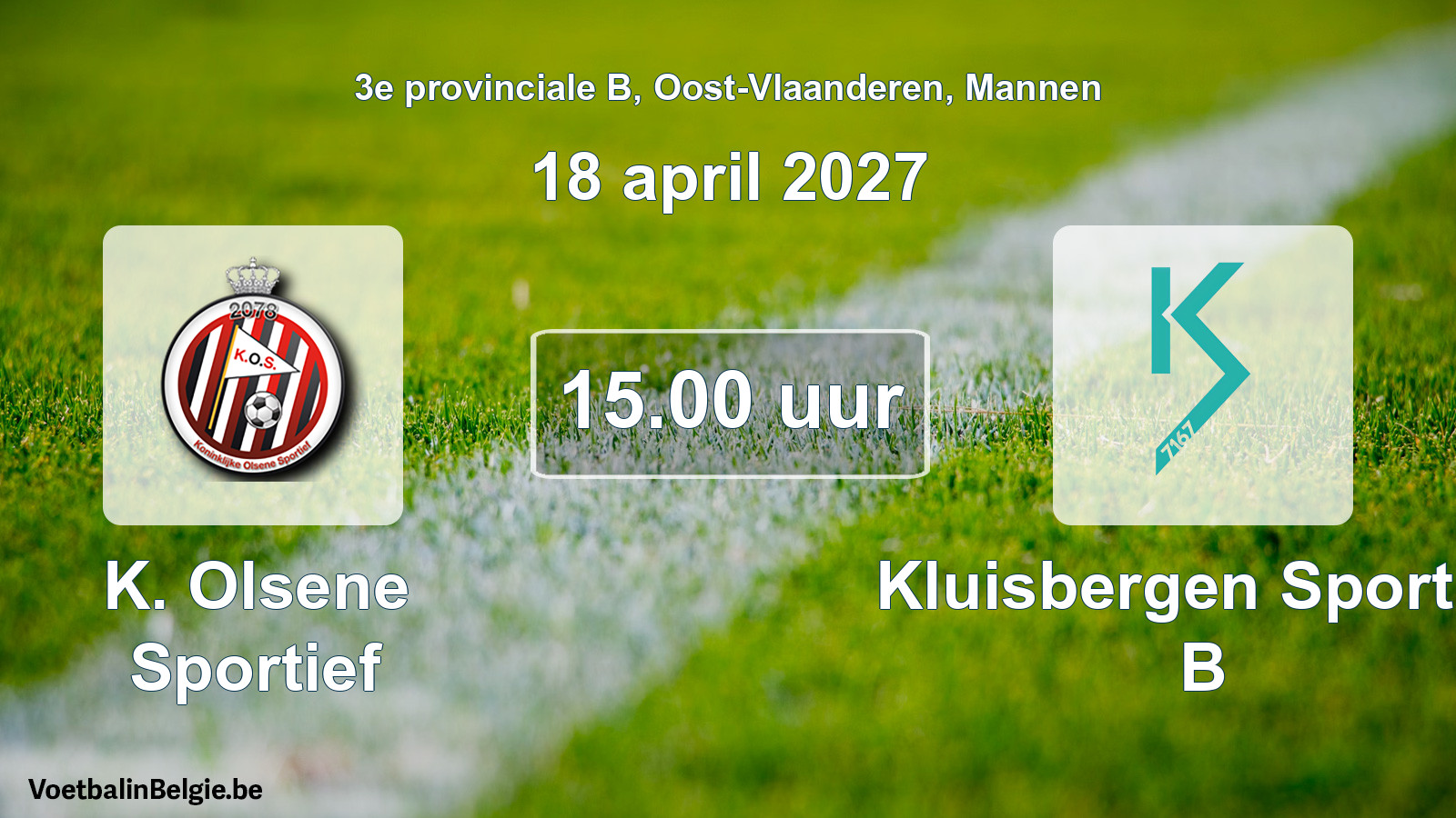 Geplande wedstrijd mannenvoetbal: K. Olsene Sportief - Kluisbergen Sportief B (18 april 2027)