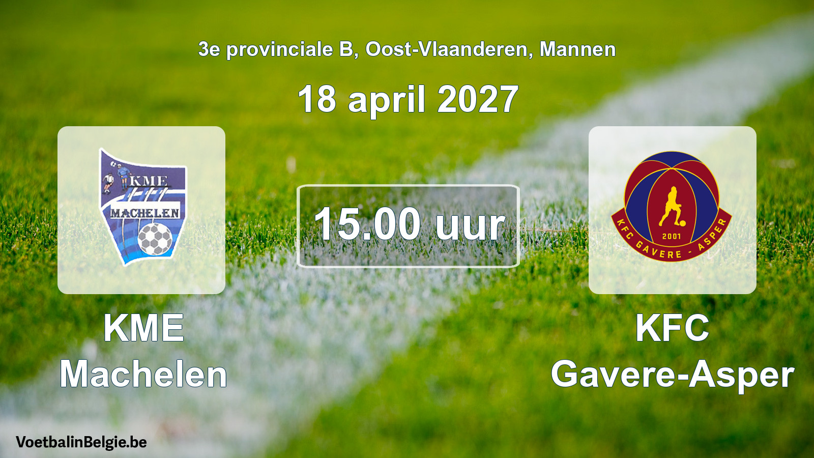 Geplande wedstrijd mannenvoetbal: KME Machelen - KFC Gavere-Asper (18 april 2027)