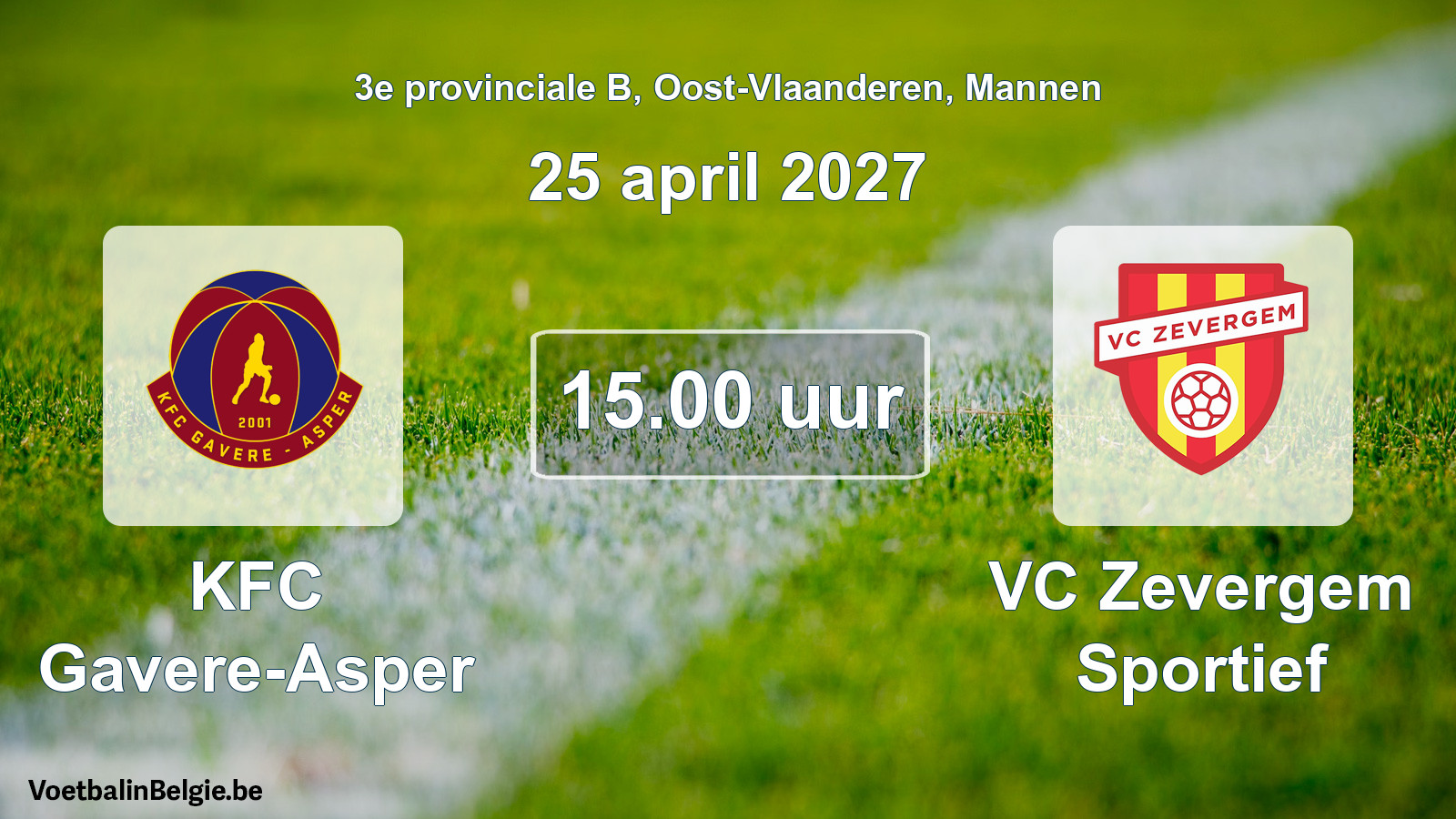 Geplande wedstrijd mannenvoetbal: KFC Gavere-Asper - VC Zevergem Sportief (25 april 2027)
