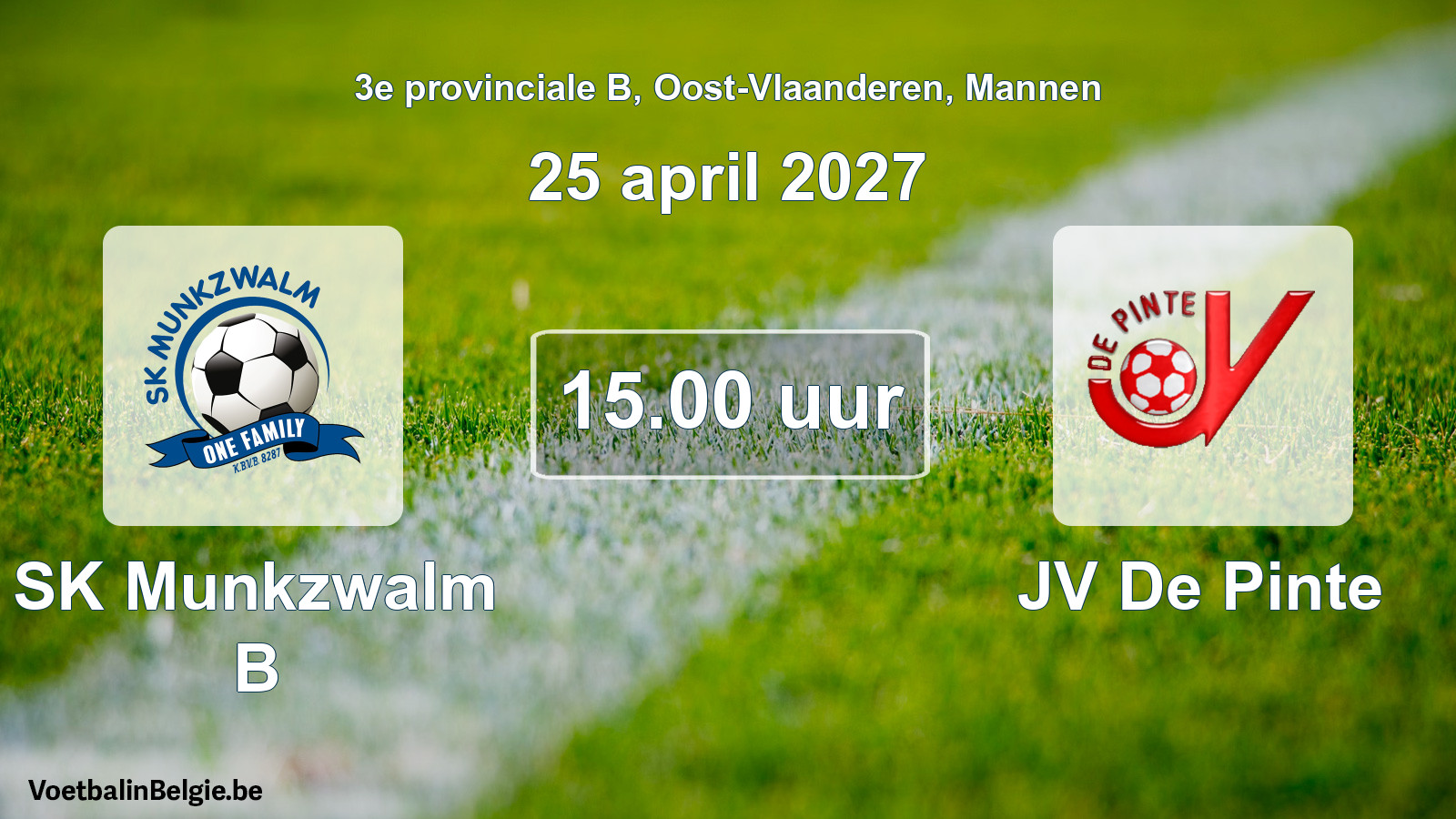 Scheduled match men football: SK Munkzwalm B - JV De Pinte (25 April 2027)