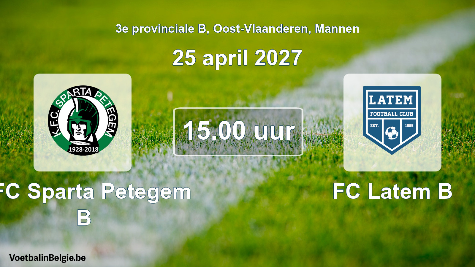 Geplande wedstrijd mannenvoetbal: KFC Sparta Petegem B - FC Latem B (25 april 2027)