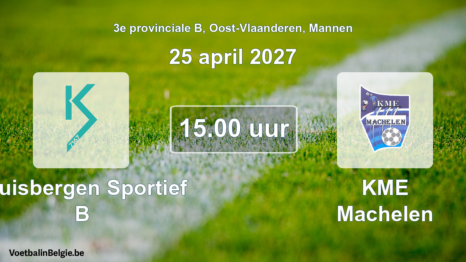 Geplande wedstrijd mannenvoetbal: Kluisbergen Sportief B - KME Machelen (25 april 2027)