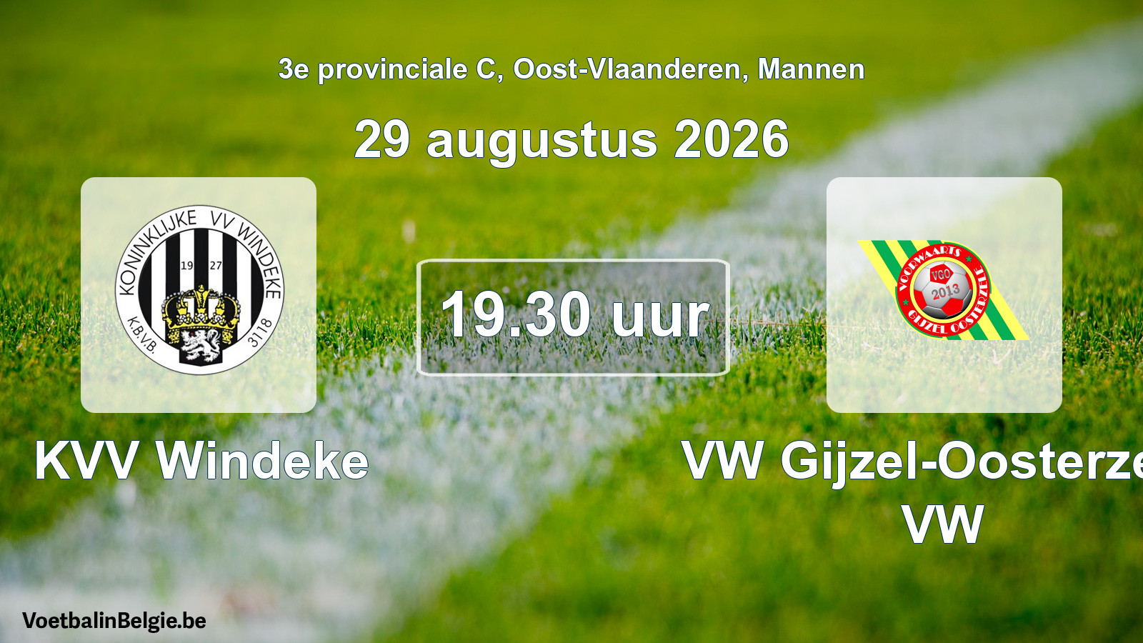 Geplande wedstrijd mannenvoetbal: KVV Windeke - VW Gijzel-Oosterzele VW (29 augustus 2026)