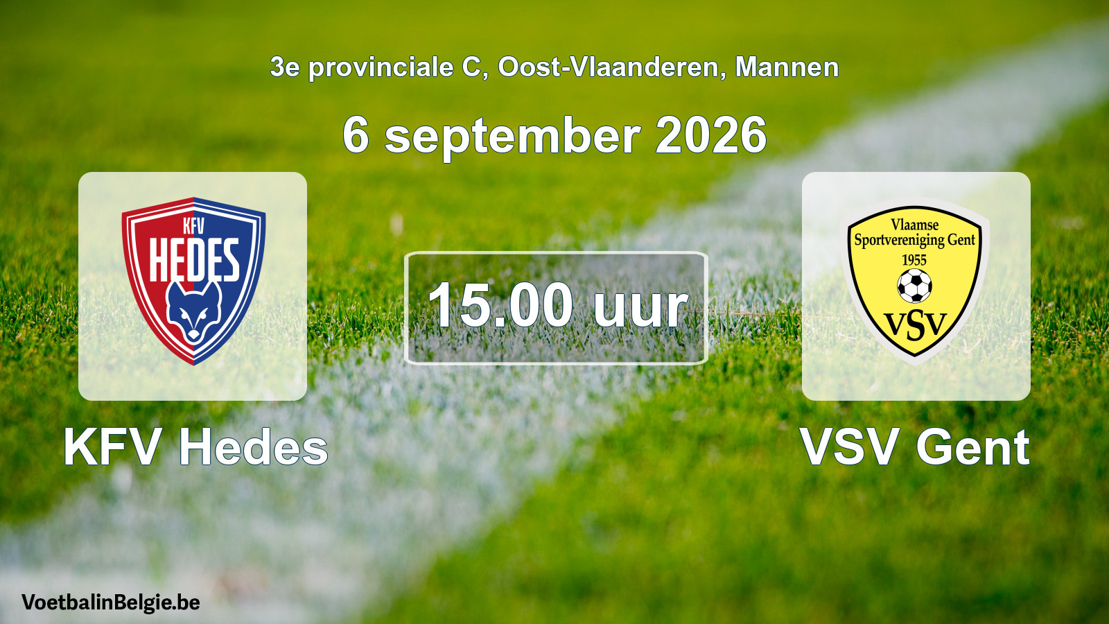 Geplande wedstrijd mannenvoetbal: KFV Hedes - VSV Gent (6 september 2026)