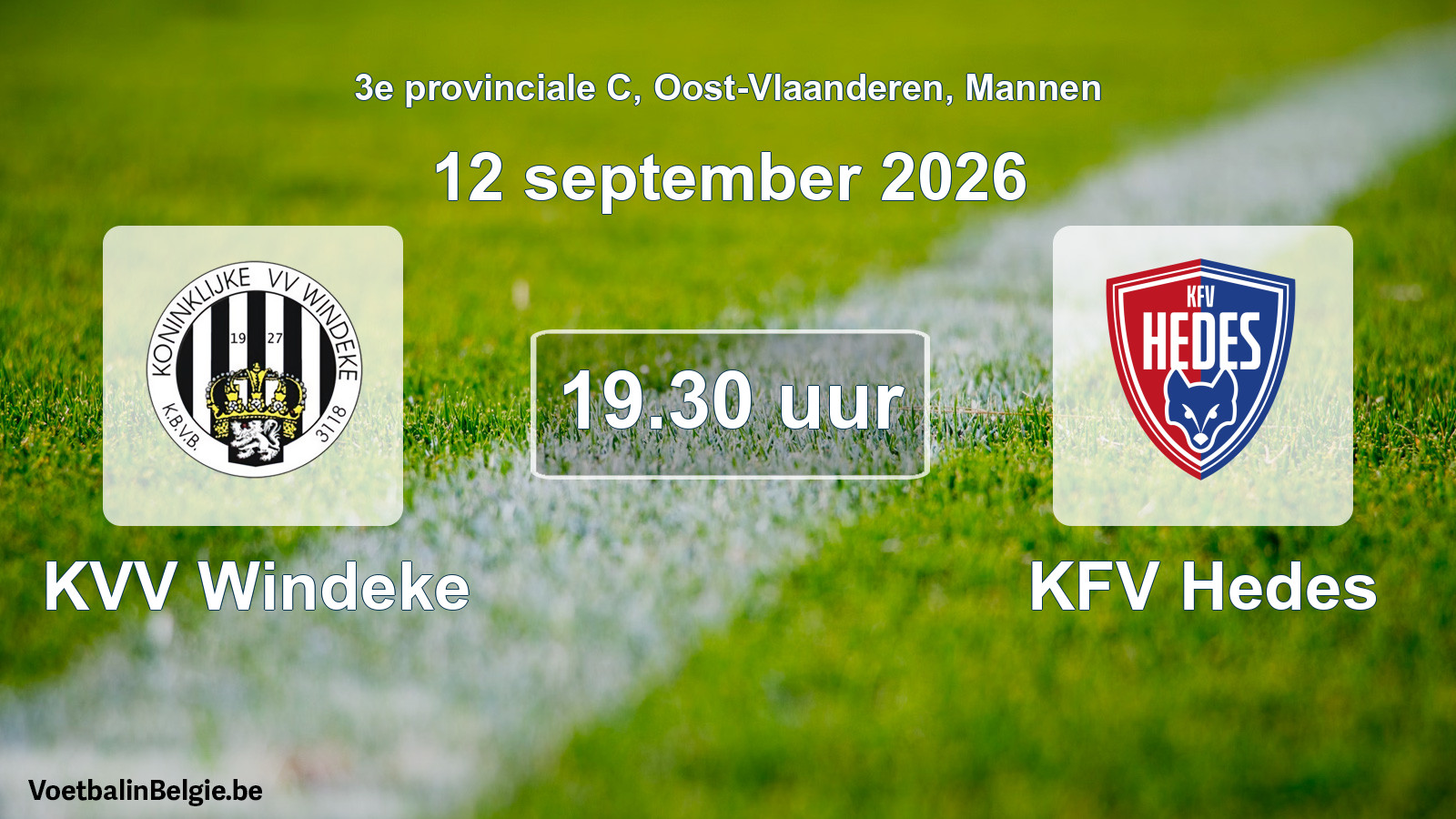 Geplande wedstrijd mannenvoetbal: KVV Windeke - KFV Hedes (12 september 2026)