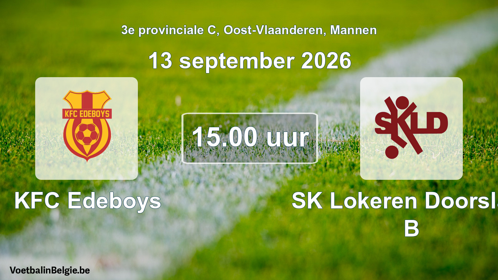 Geplande wedstrijd mannenvoetbal: KFC Edeboys - SK Lokeren Doorslaar B (13 september 2026)