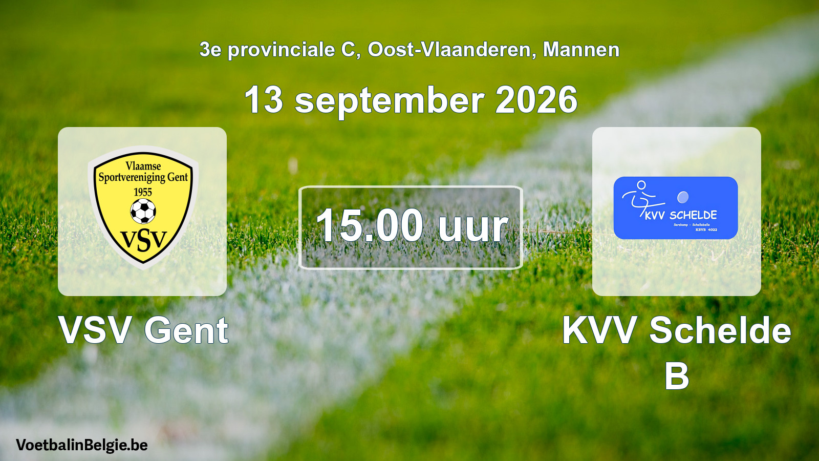 Geplande wedstrijd mannenvoetbal: VSV Gent - KVV Schelde B (13 september 2026)