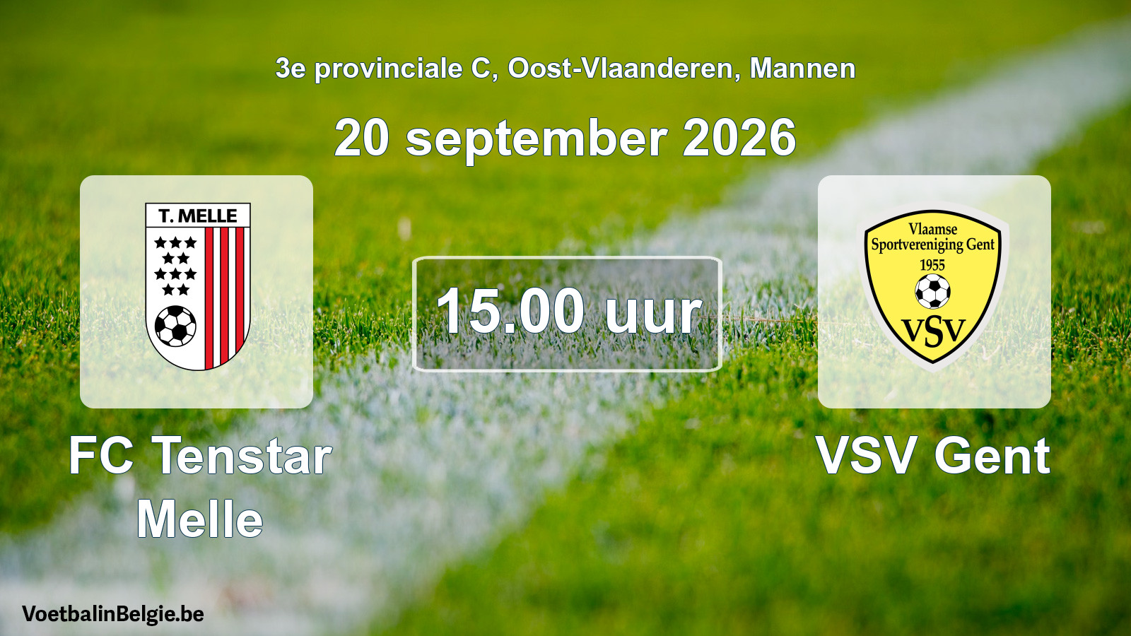 Geplande wedstrijd mannenvoetbal: FC Tenstar Melle - VSV Gent (20 september 2026)