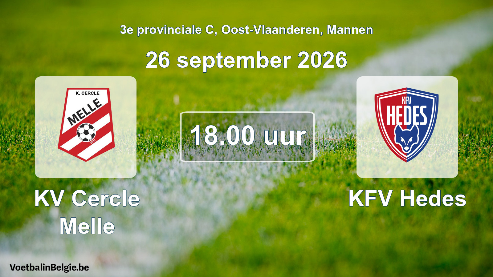 Geplantes Spiel männer-Fußball: KV Cercle Melle - KFV Hedes (26 September 2026)