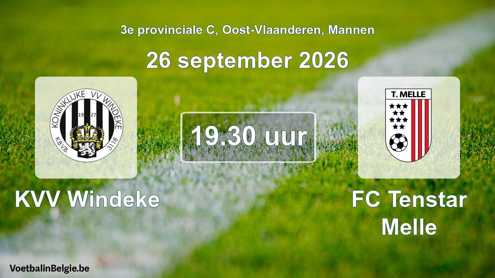 Geplande wedstrijd mannenvoetbal: KVV Windeke - FC Tenstar Melle (26 september 2026)