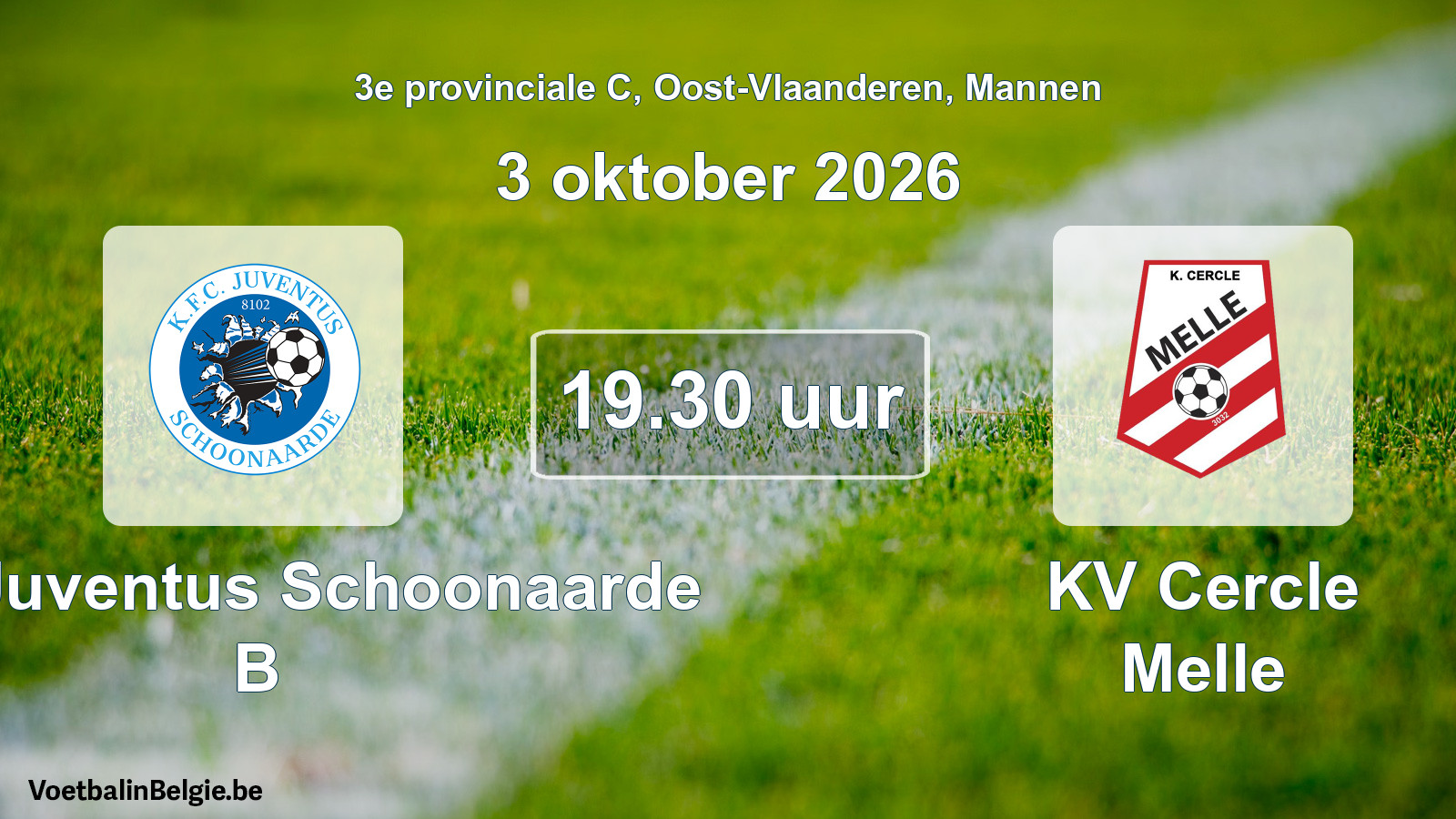 Geplande wedstrijd mannenvoetbal: KFC Juventus Schoonaarde B - KV Cercle Melle (3 oktober 2026)
