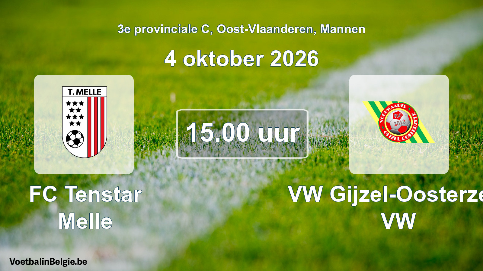 Geplande wedstrijd mannenvoetbal: FC Tenstar Melle - VW Gijzel-Oosterzele VW (4 oktober 2026)