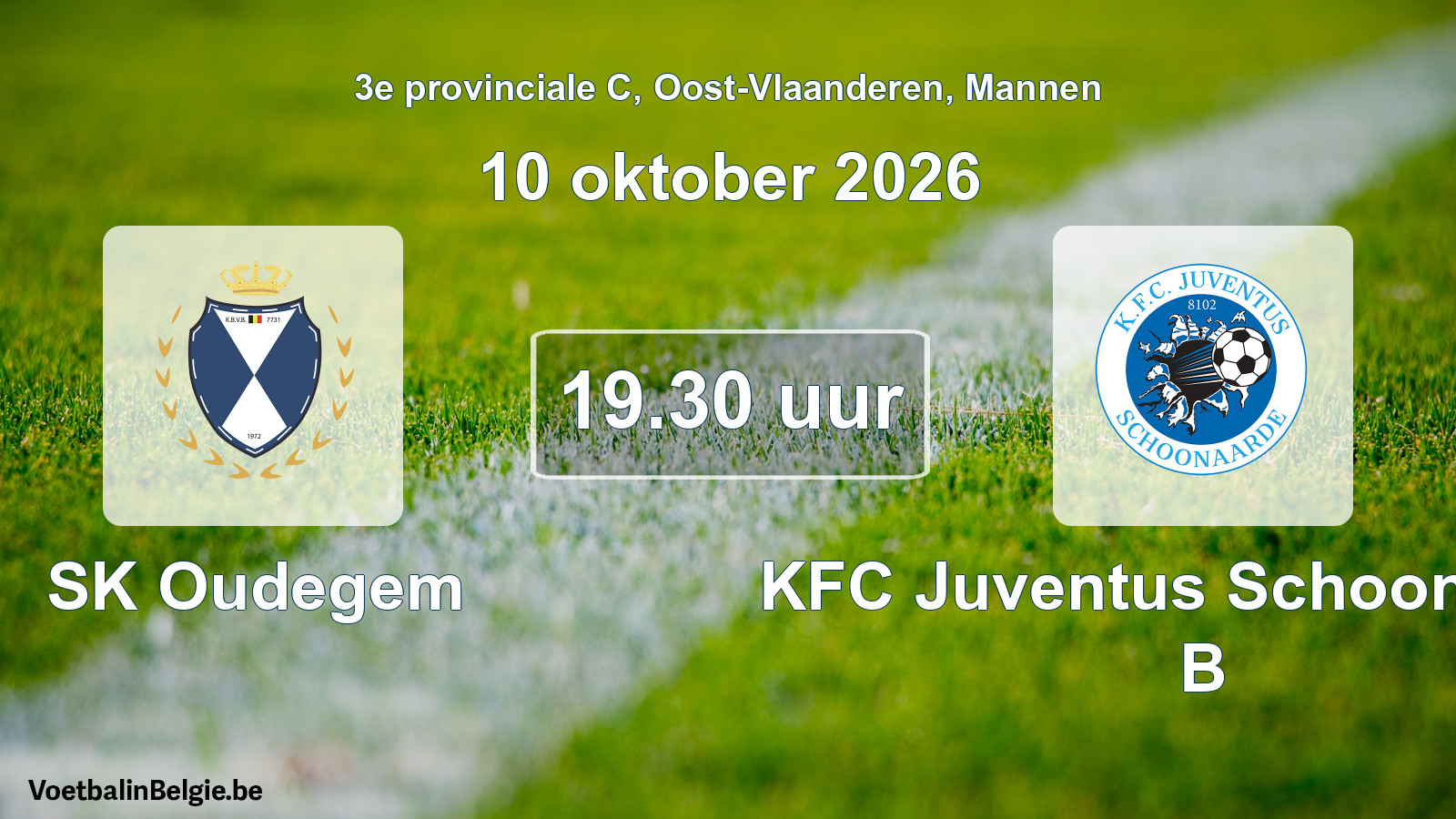 Geplande wedstrijd mannenvoetbal: SK Oudegem - KFC Juventus Schoonaarde B (10 oktober 2026)