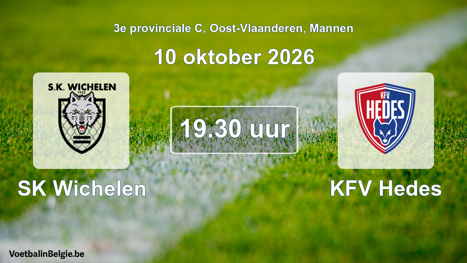 Geplande wedstrijd mannenvoetbal: SK Wichelen - KFV Hedes (10 oktober 2026)
