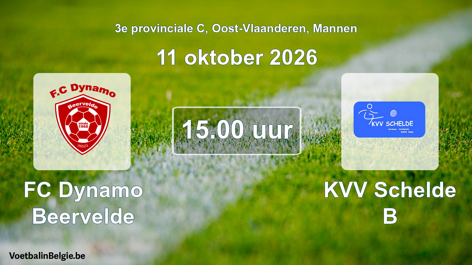 Geplande wedstrijd mannenvoetbal: FC Dynamo Beervelde - KVV Schelde B (11 oktober 2026)