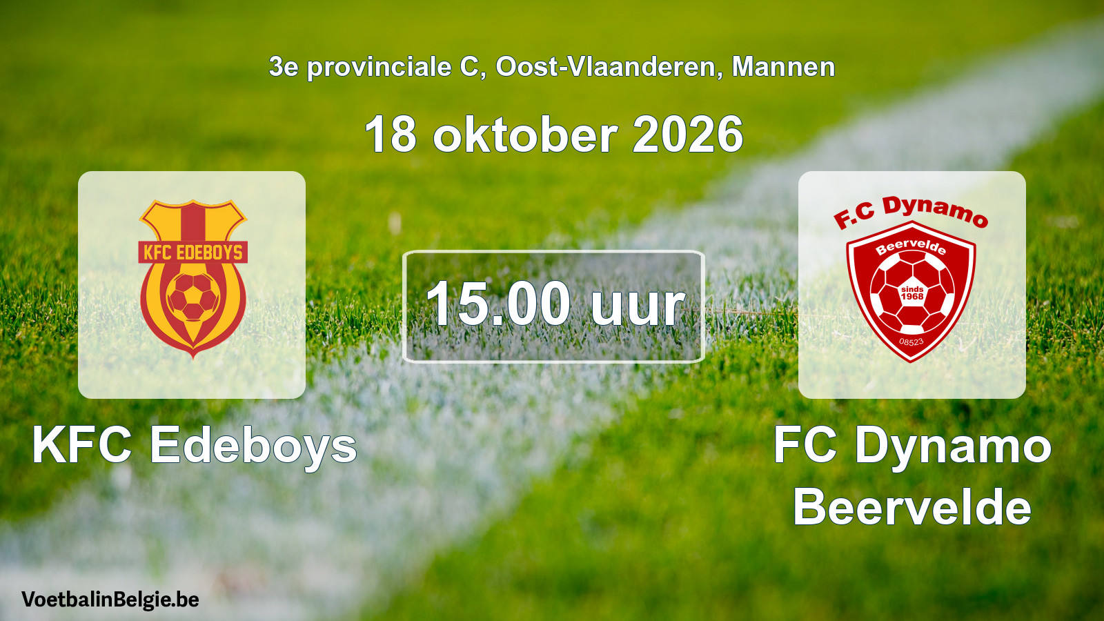Geplande wedstrijd mannenvoetbal: KFC Edeboys - FC Dynamo Beervelde (18 oktober 2026)