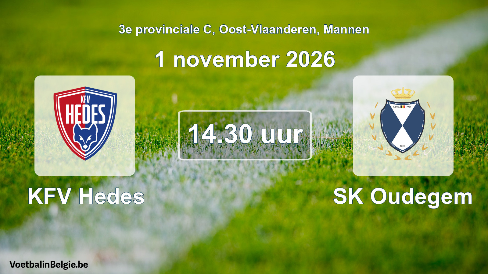Geplande wedstrijd mannenvoetbal: KFV Hedes - SK Oudegem (1 november 2026)